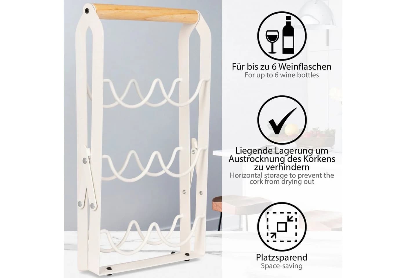 ONVAYA Weinregal aus Metall, Weinständer schmal, Flaschenregal - Bild 3