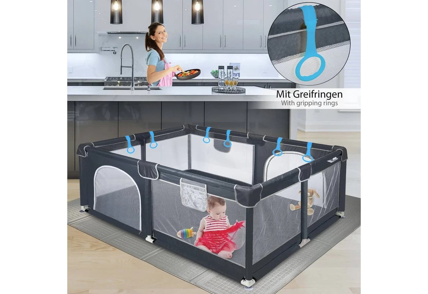 ONVAYA Laufgitter 120x160 cm mit Spielmatte - Bild 3