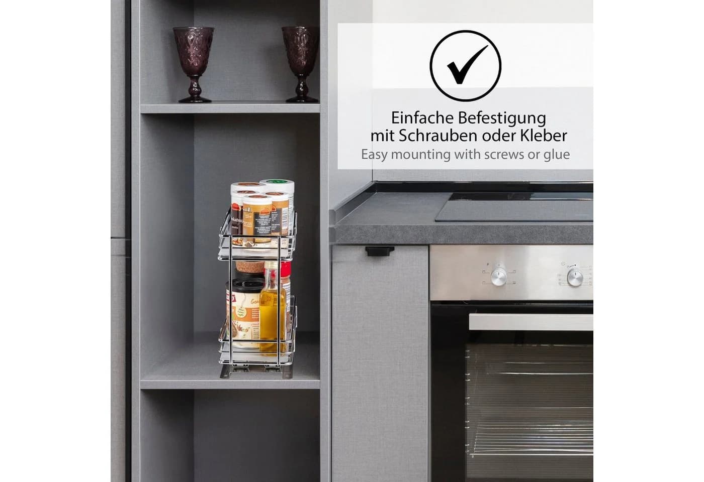 ONVAYA Gewürzregal ausziehbar, Gewürzständer aus Edelstahl - Bild 4