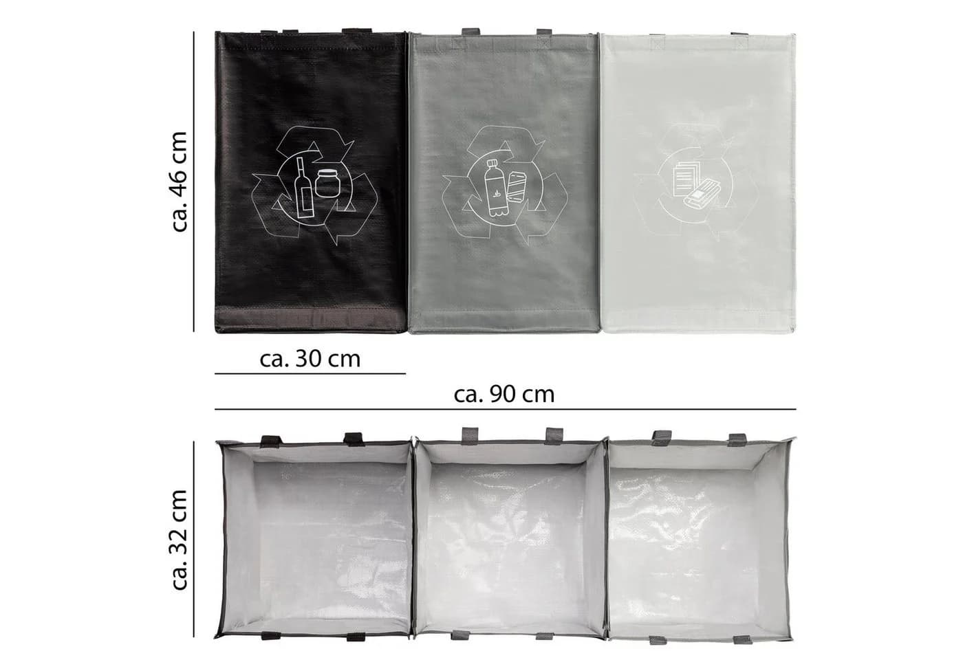 ONVAYA Mülltrennsystem 3fach mit 44L Taschen