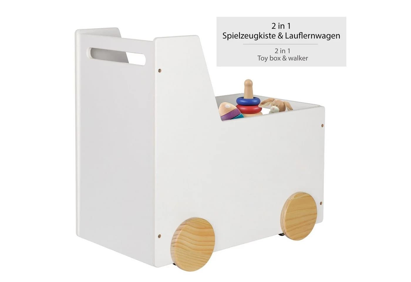 ONVAYA Lauflernwagen Spielzeugkiste aus Holz Weiß - Bild 3