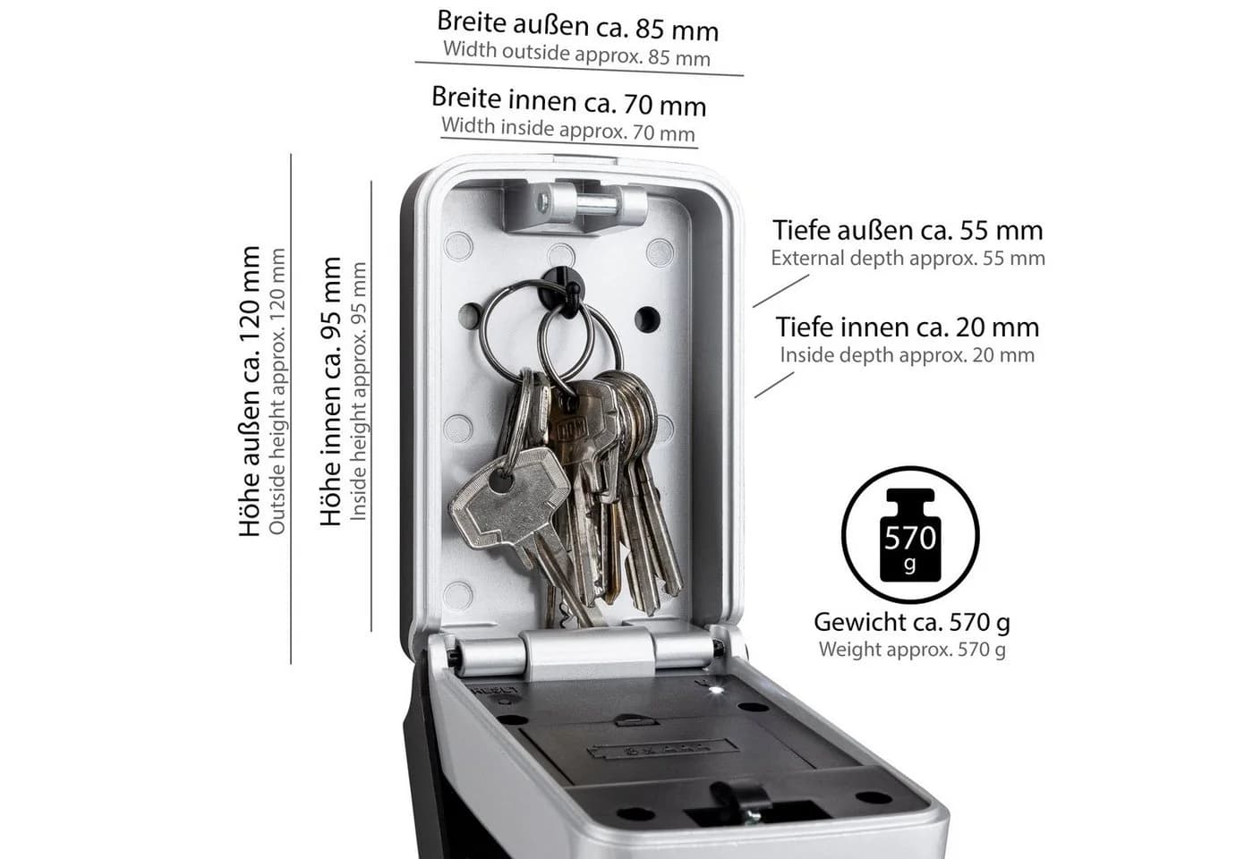 ONVAYA Elektronischer Schlüsselkasten Schwarz mit Mastercode - Bild 4