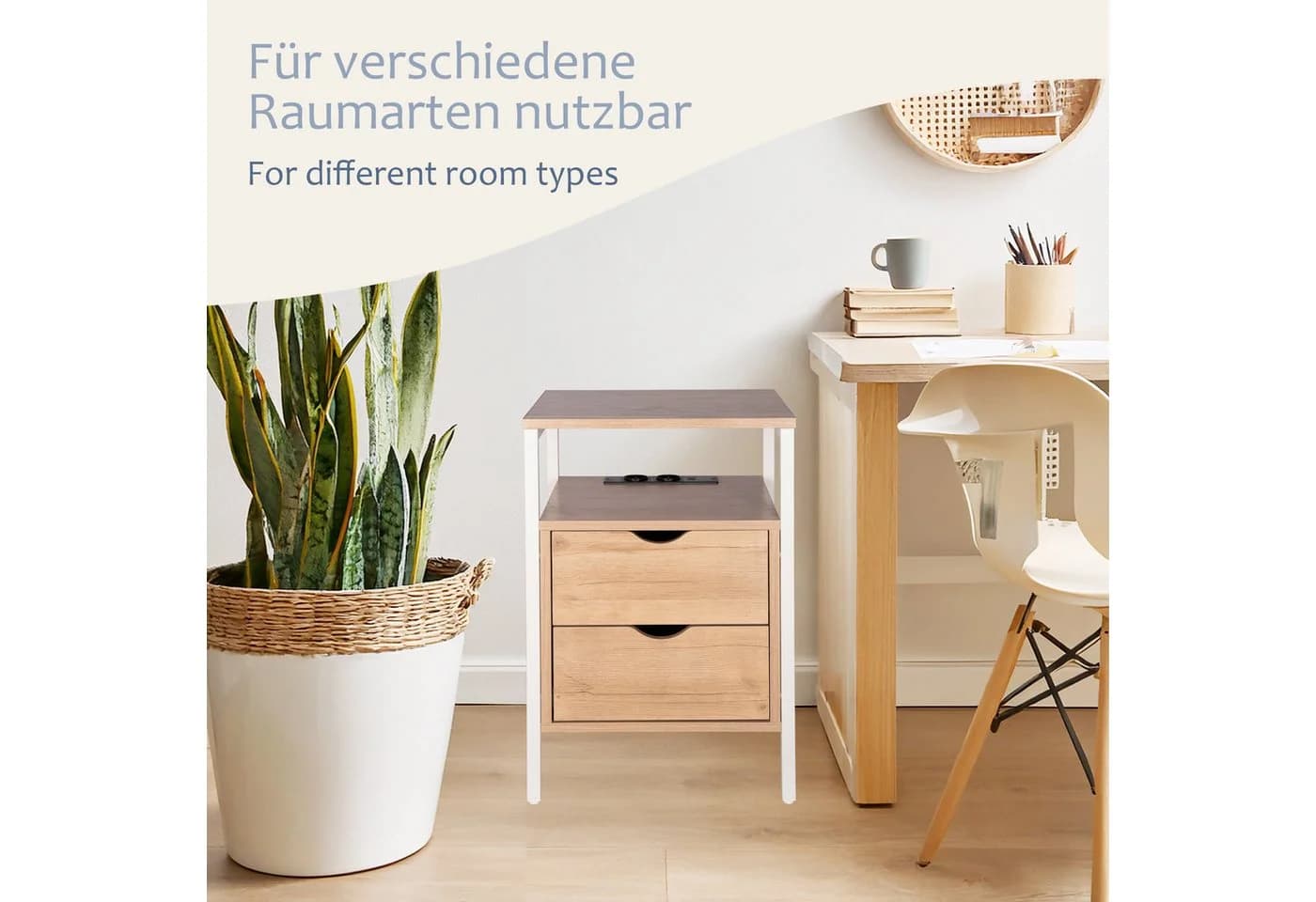 ONVAYA Nachttisch Beistelltisch mit Steckdosen und USB-Anschlüssen - Bild 3