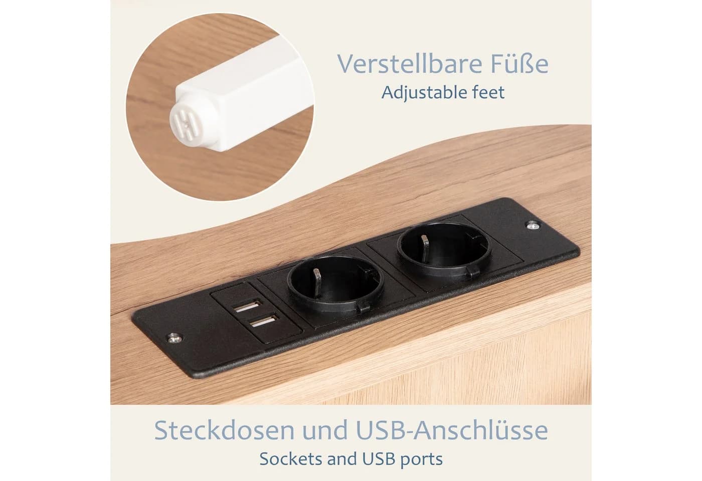 ONVAYA Nachttisch Beistelltisch mit Steckdosen und USB-Anschlüssen - Bild 5