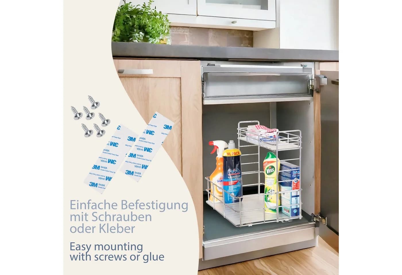 ONVAYA Spülschrank-Organizer Verchromter Stahl Ausziehbar - Bild 3