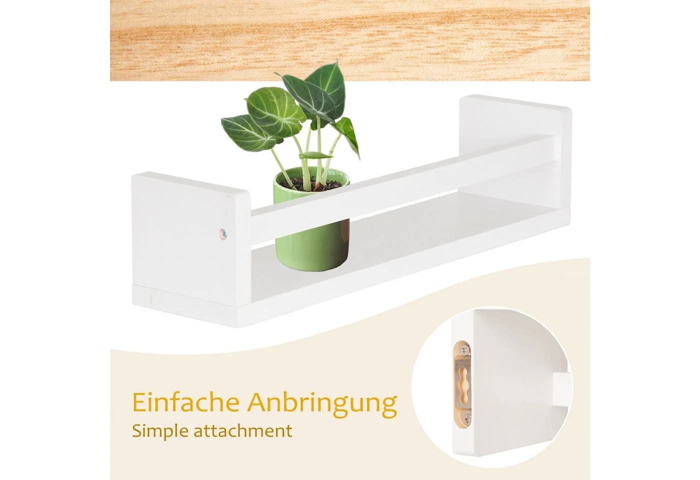 ONVAYA Wandregal Massivholz 4er-Set Weiß oder Naturholz - Bild 5