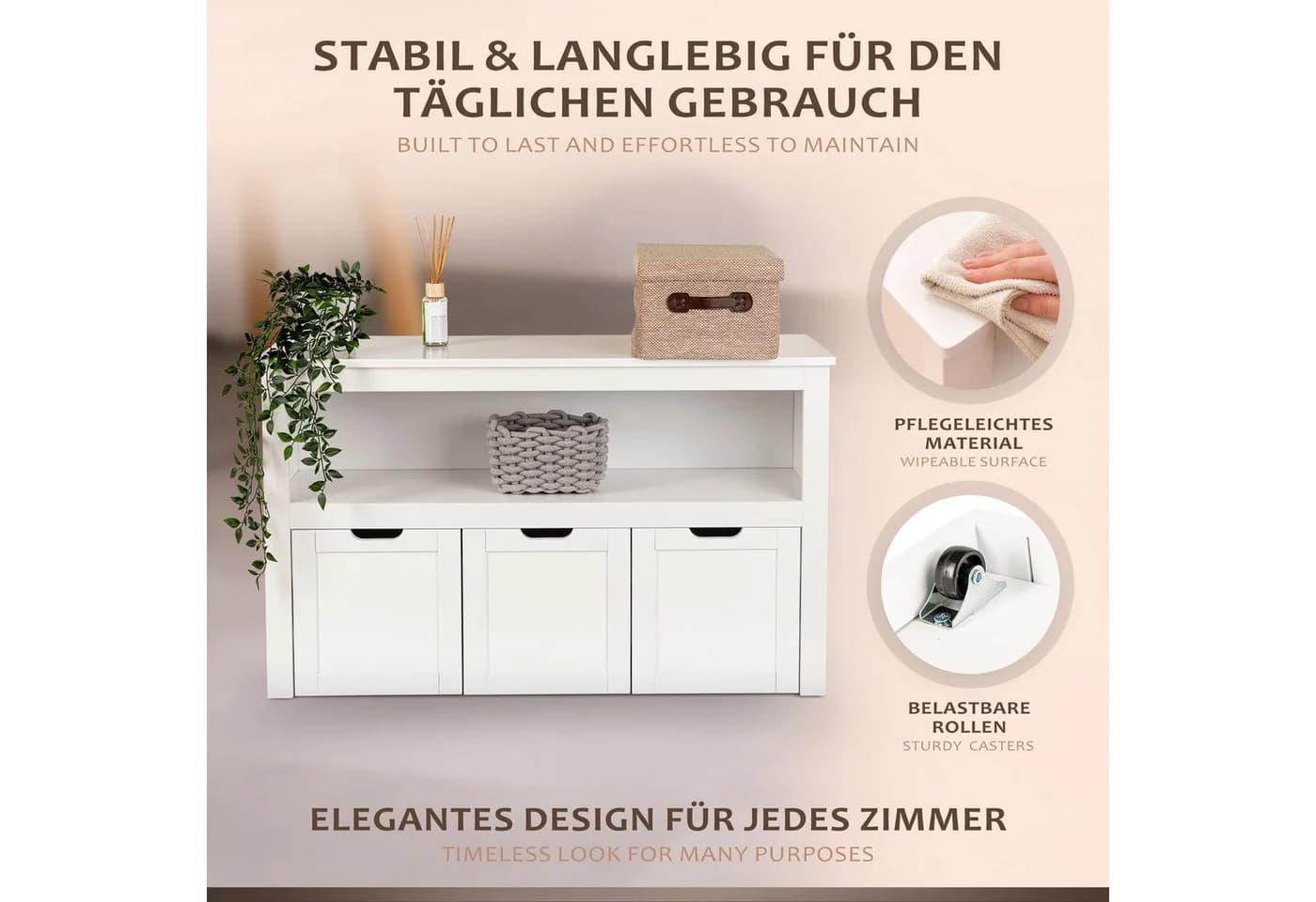 ONVAYA Sideboard mit Rollboxen Weiß - Bild 4