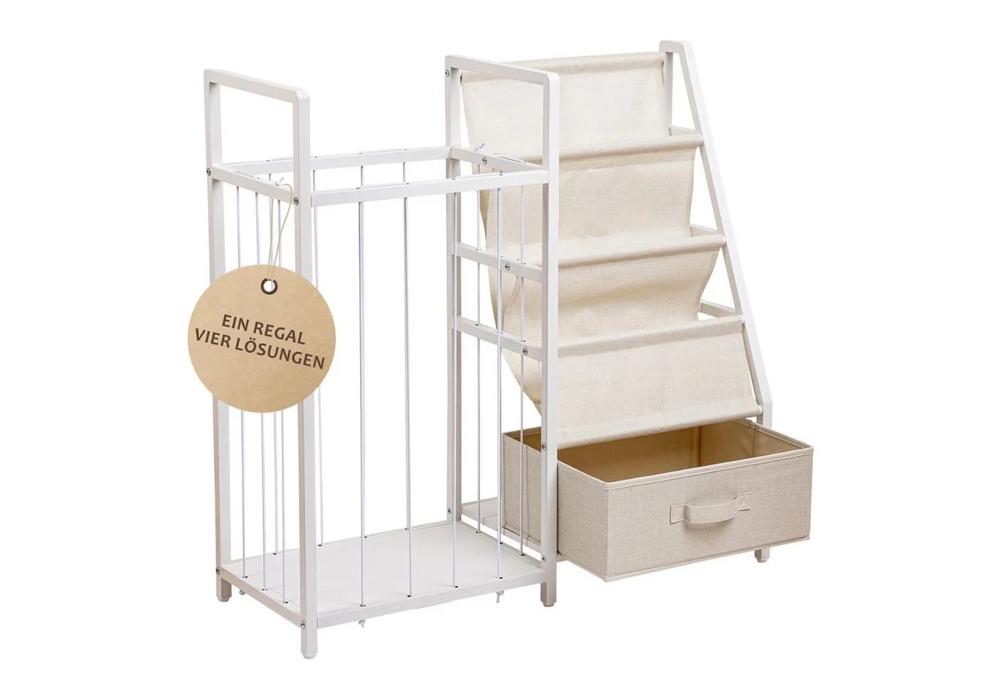 ONVAYA Kinderregal 4in1 Bücher- & Tonierregal Weiß - Bild 2