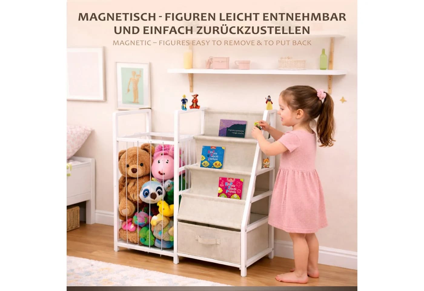 ONVAYA Kinderregal 4in1 Bücher- & Tonierregal Weiß - Bild 3