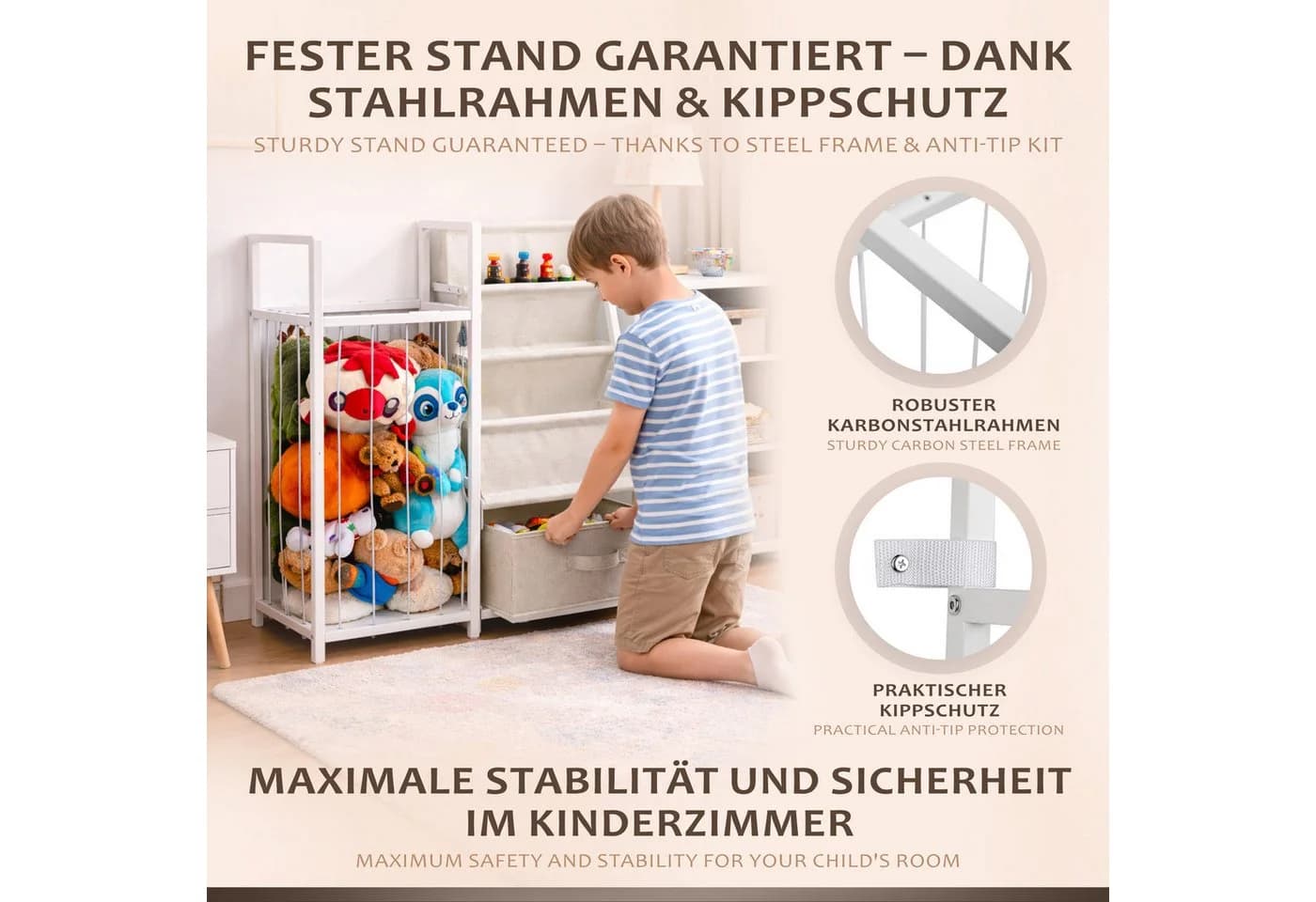 ONVAYA Kinderregal 4in1 Bücher- & Tonierregal Weiß - Bild 4