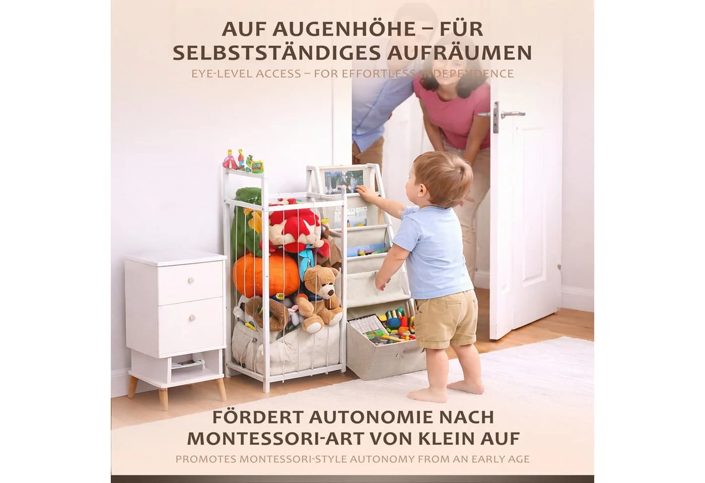 ONVAYA Kinderregal 4in1 Bücher- & Tonierregal Weiß - Bild 5