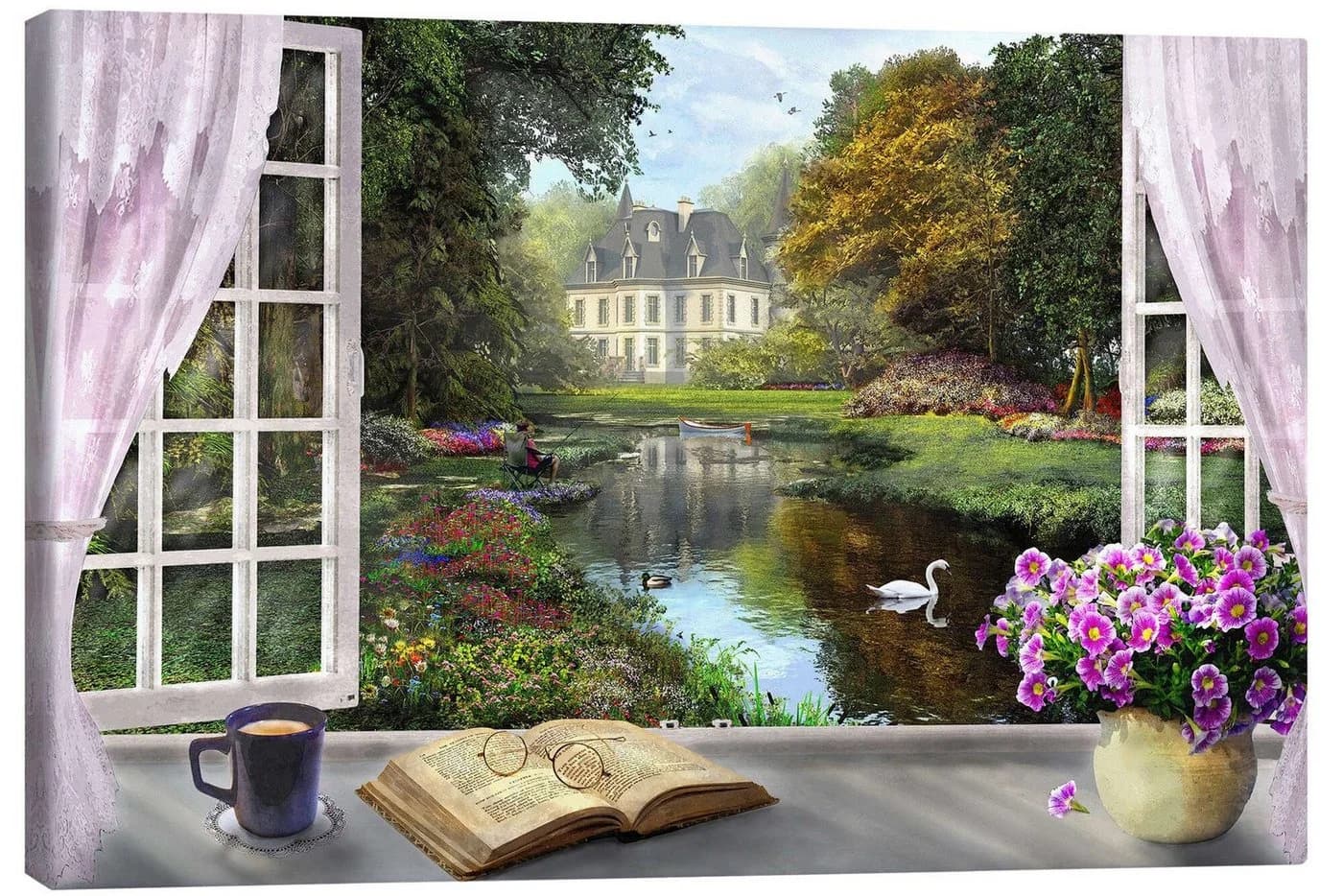 Posterlounge Leinwandbild Fenster mit idyllischem Blick - Bild 2