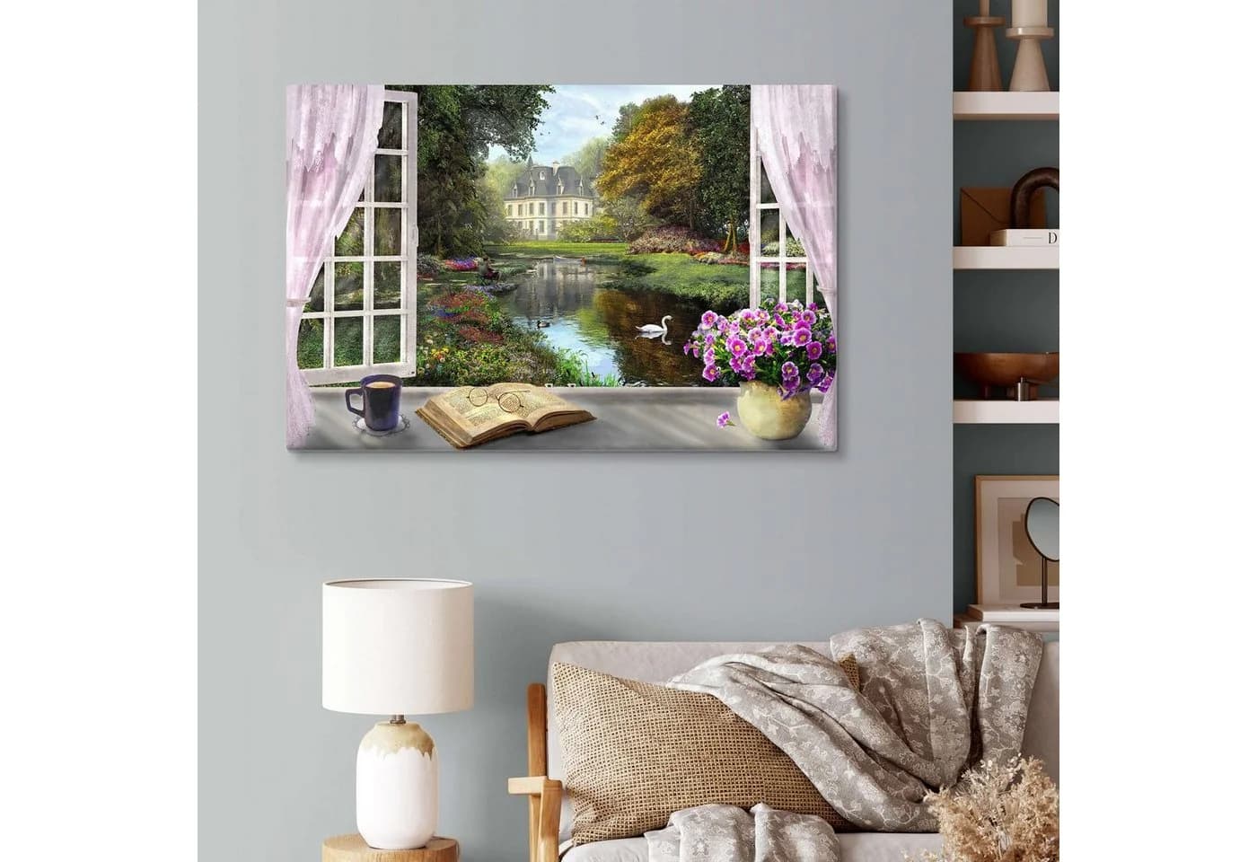 Posterlounge Leinwandbild Fenster mit idyllischem Blick - Bild 4