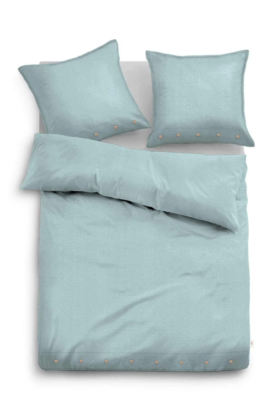 TOM TAILOR Bettwäsche Set Leinen Blau 135x200 cm mit Knöpfen