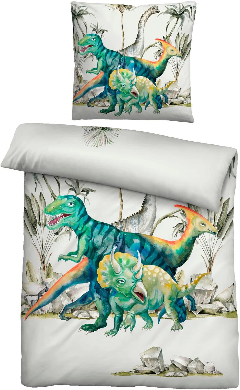 Biberna Kinderbettwäsche Dinos 2-teilig 100% Baumwolle