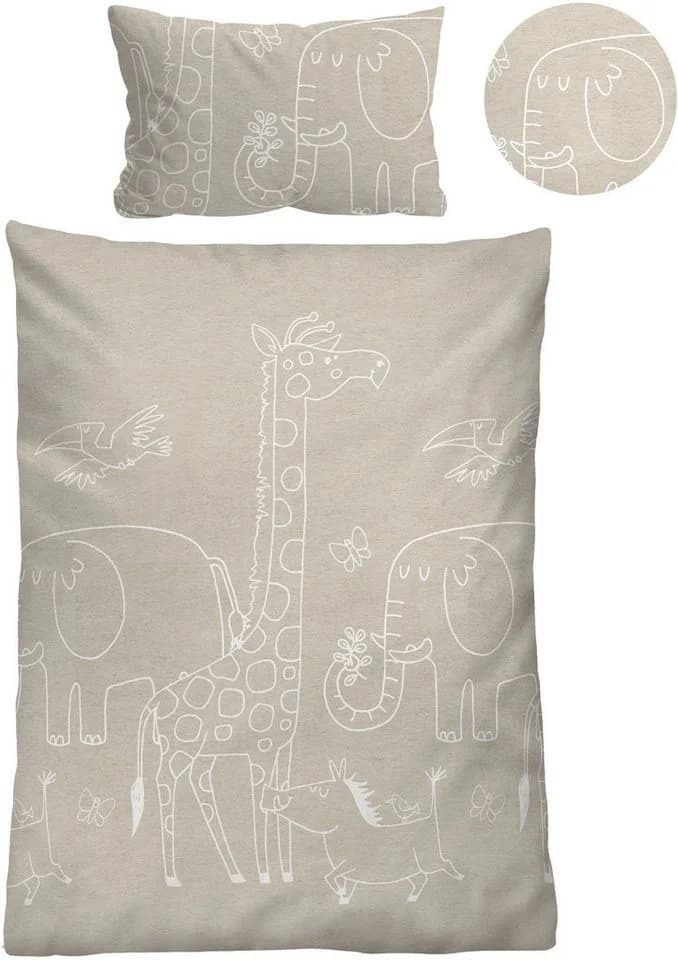 Biberna Kinderbettwäsche Flanell Grau Melange 2-tlg - Bild 2