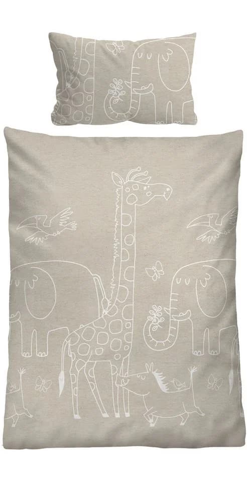 Biberna Kinderbettwäsche Flanell Grau Melange 2-tlg - Bild 3