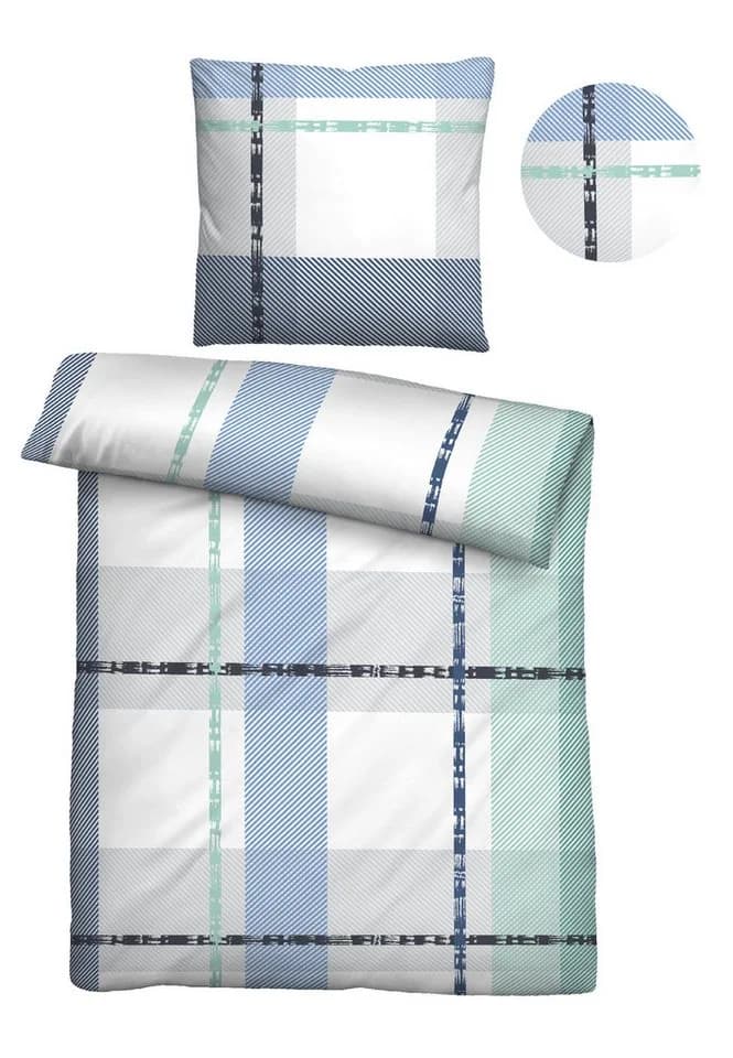 Castell Bettwäsche 0260746 Eisblau Kariert Polyester - Bild 2