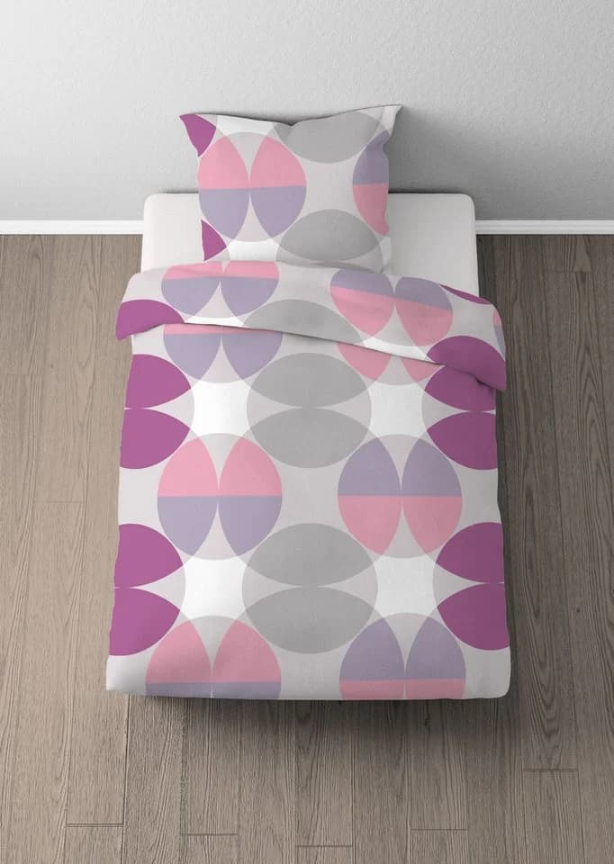 Castell Bettwäsche Set 155x220cm Lila Kreise Renforcé