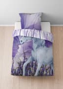 Wendebettwäsche "0400910" Einhorn-Motiv Violett Baumwolle Bild 1