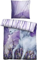 Wendebettwäsche "0400910" Einhorn-Motiv Violett Baumwolle Bild 2