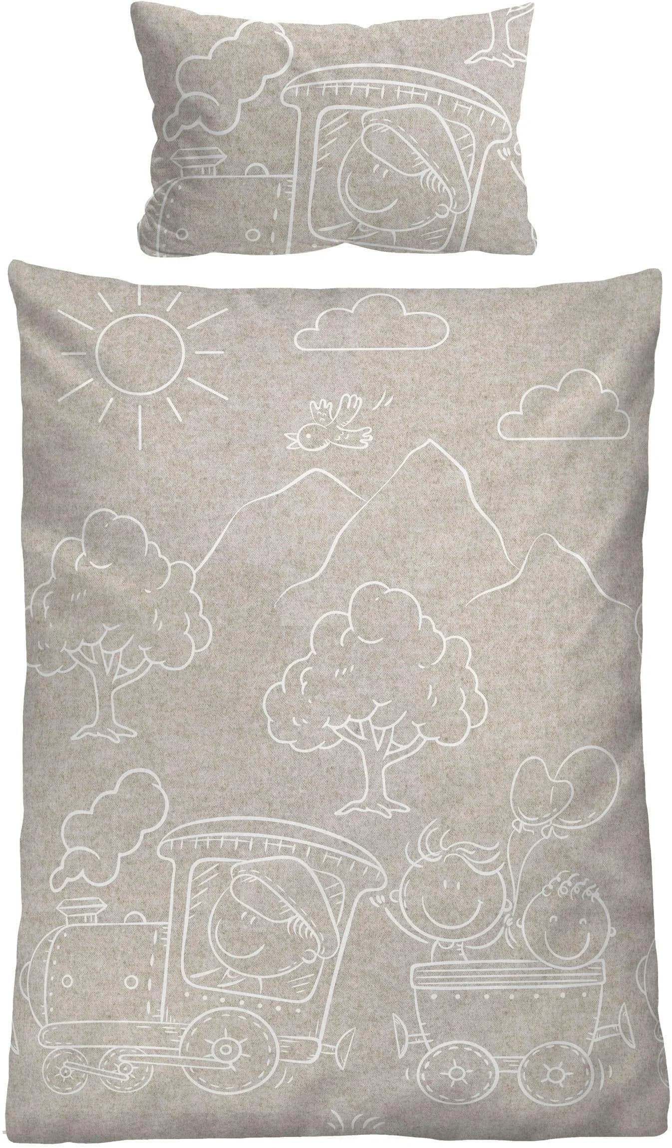 Kinderbettwäsche Biberna 0840521 kitt Flanell 100% Baumwolle
