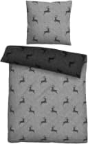 Biberna Wendebettwäsche Satin Grau Hirsch-Motiv 2-tlg. Bild 2