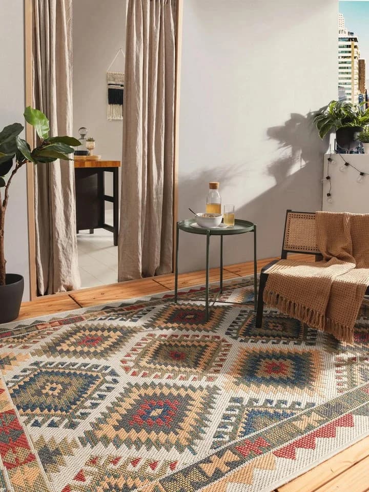 benuta Outdoorteppich Mirena, rechteckig, Kunstfaser, Ethno-Style, Wohnzimmer - Bild 2