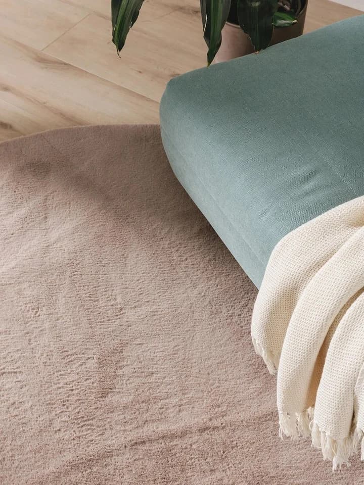 benuta Fellteppich Furry Rund Taupe Hochflor Waschbar - Bild 3