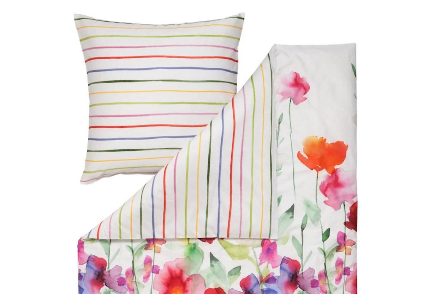 Estella Bettwäsche Aquarell Blumenwiese Mako-Satin Bunt