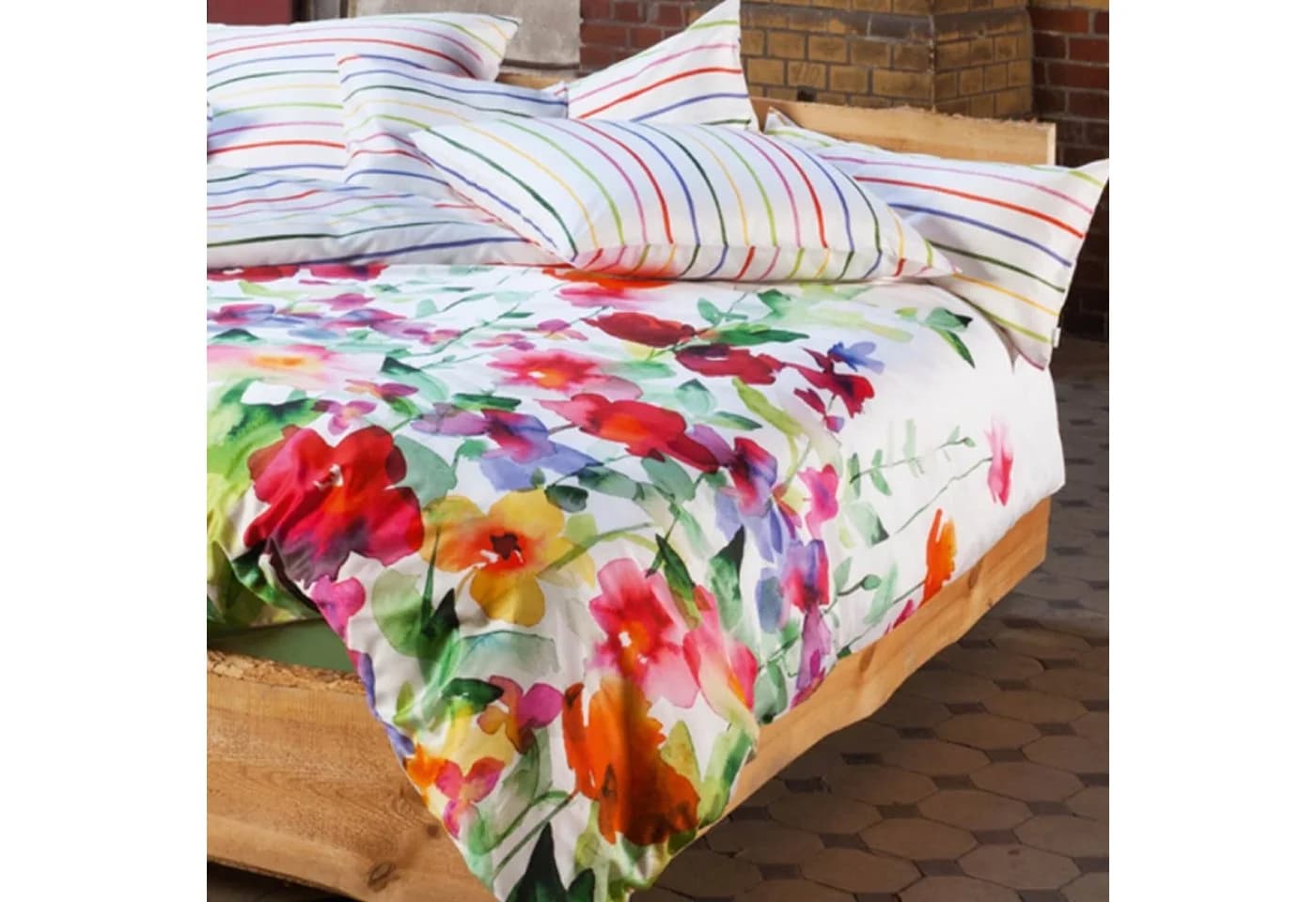 Estella Bettwäsche Aquarell Blumenwiese Mako-Satin Bunt - Bild 5