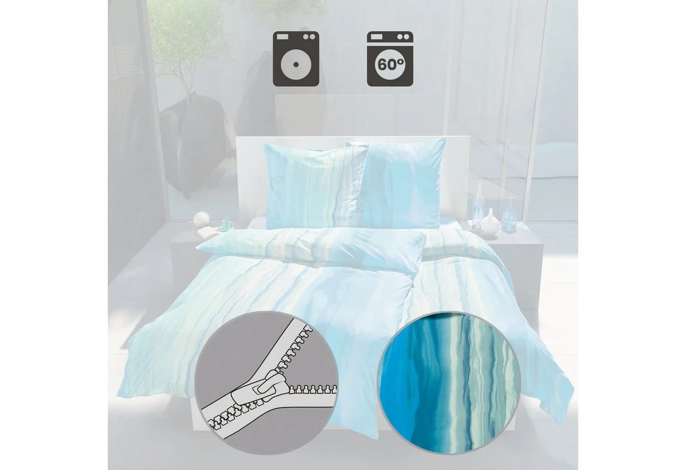 Estella Bettwäsche "Nika" Jersey Blau Streifen Mako-Interlock - Bild 3