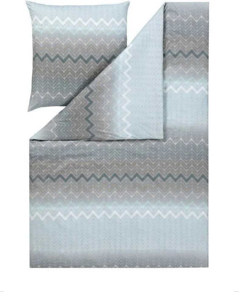 Estella Mako-Batist Bettwäsche 135x200 Nikita Aquamarin Zickzack