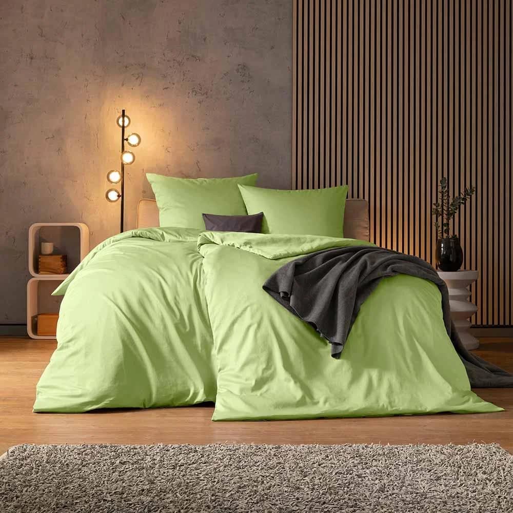 ESTELLA Valetta Bettwäsche Set Maigrün Mako-Satin 135x200cm