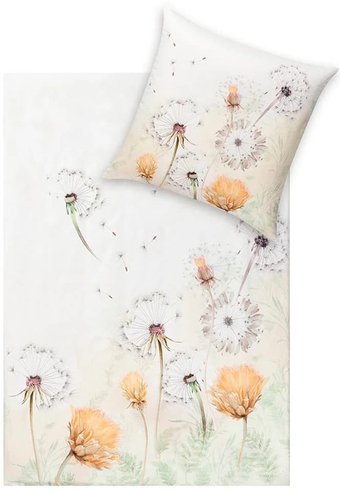 ESTELLA Bettwäsche Set 2-tlg. Beige Floral Satin Bio-Baumwolle