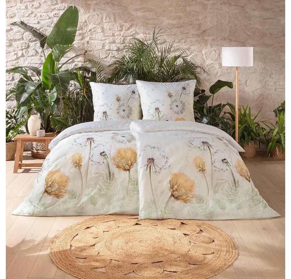 ESTELLA Bettwäsche Set 2-tlg. Beige Floral Satin Bio-Baumwolle - Bild 2