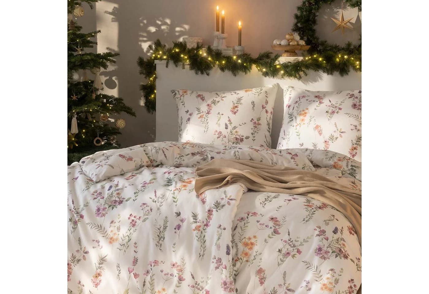 Estella Kuschelflanell Bettwäsche Millefleur 135x200cm Rosa Lila - Bild 5