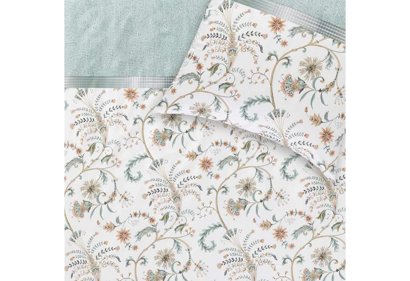 Estella Bio Mako Satin Bettwäsche 135x200 Leia azur Blüten Ranken - Bild 4