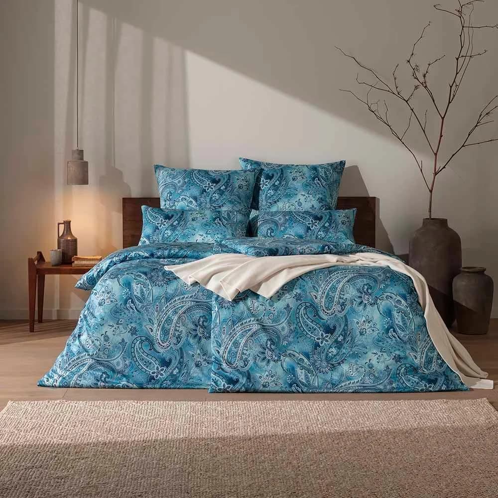 ESTELLA Bettwäsche "Rhea" Dunkelblau Satin Paisley 3-teilig
