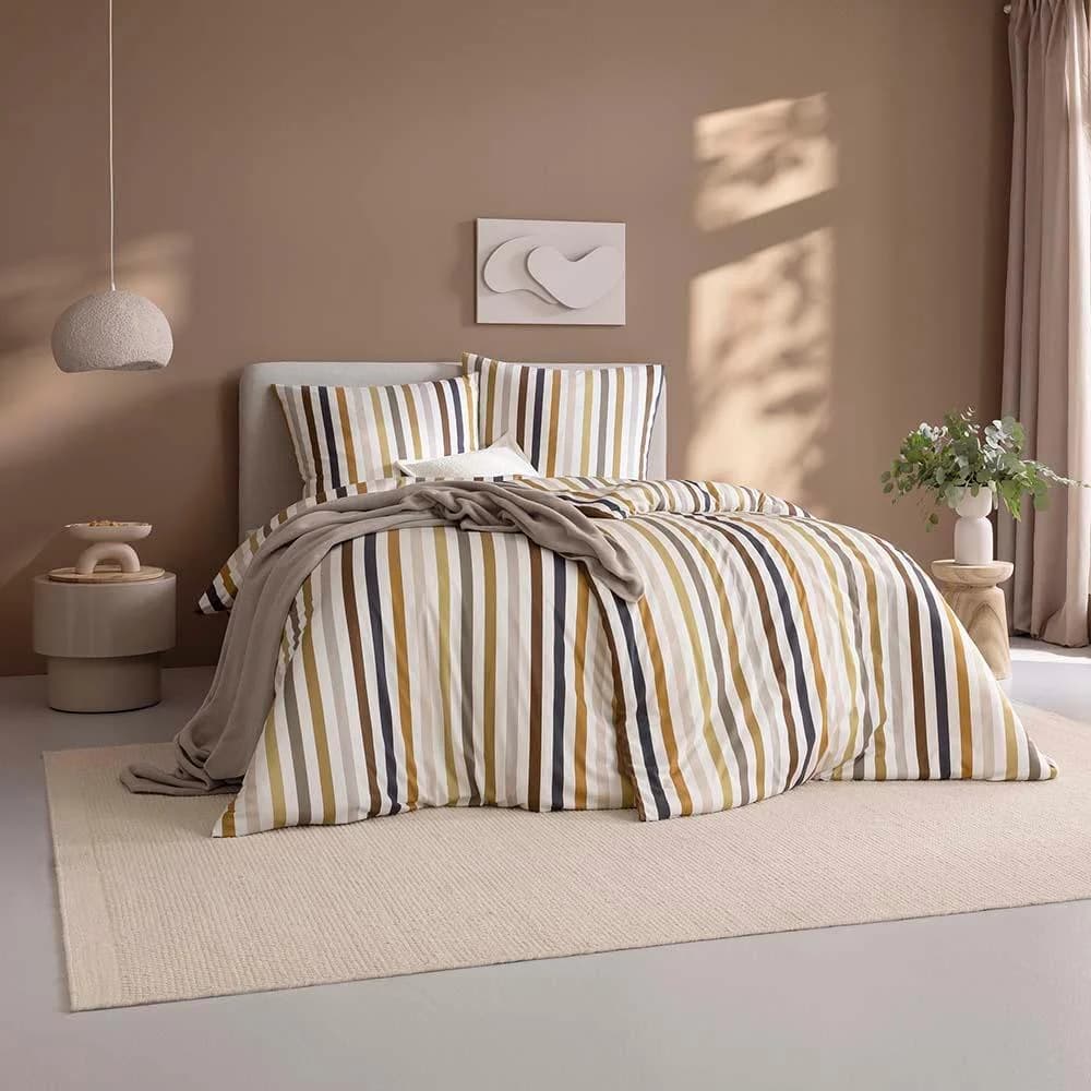 ESTELLA Bettwäsche Set Cognac Gestreift 135x200 cm Mako-Jersey