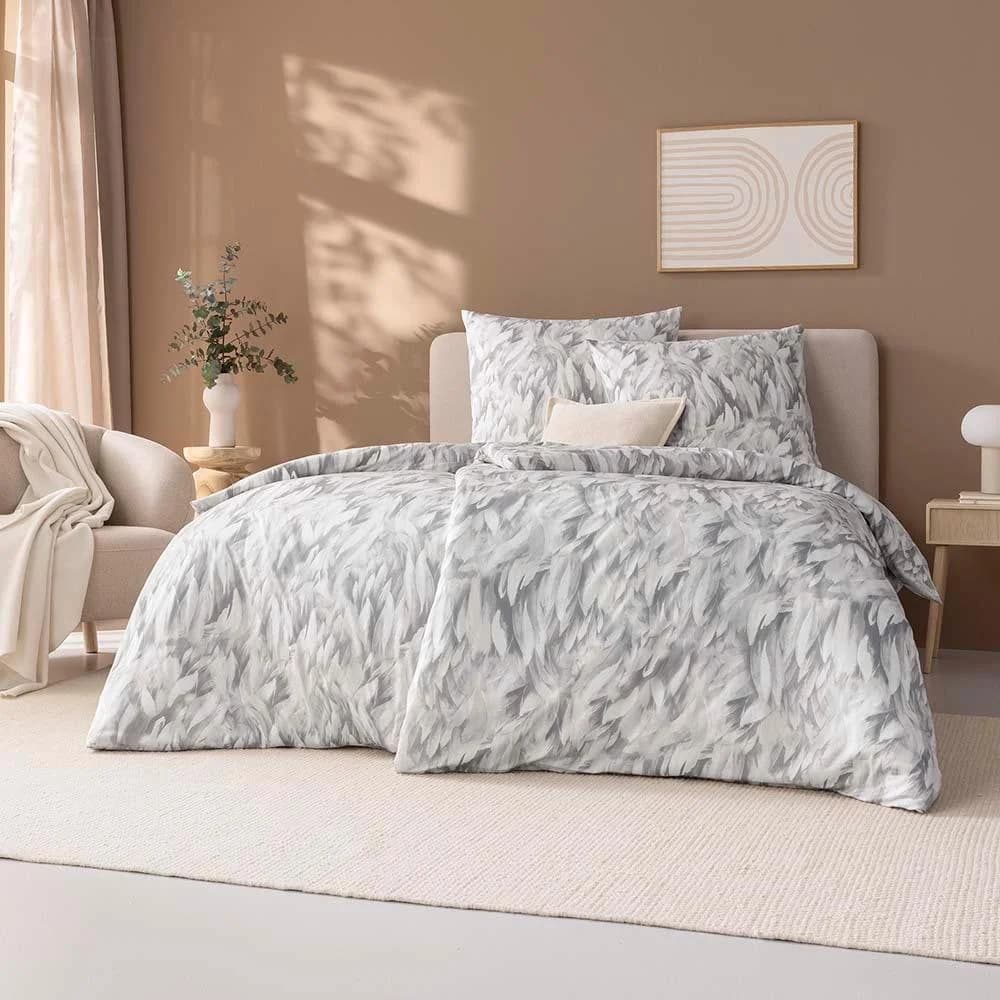 ESTELLA Bettwäsche Rena Grau 155x220 cm 2-teilig Mako-Interlock-Jersey