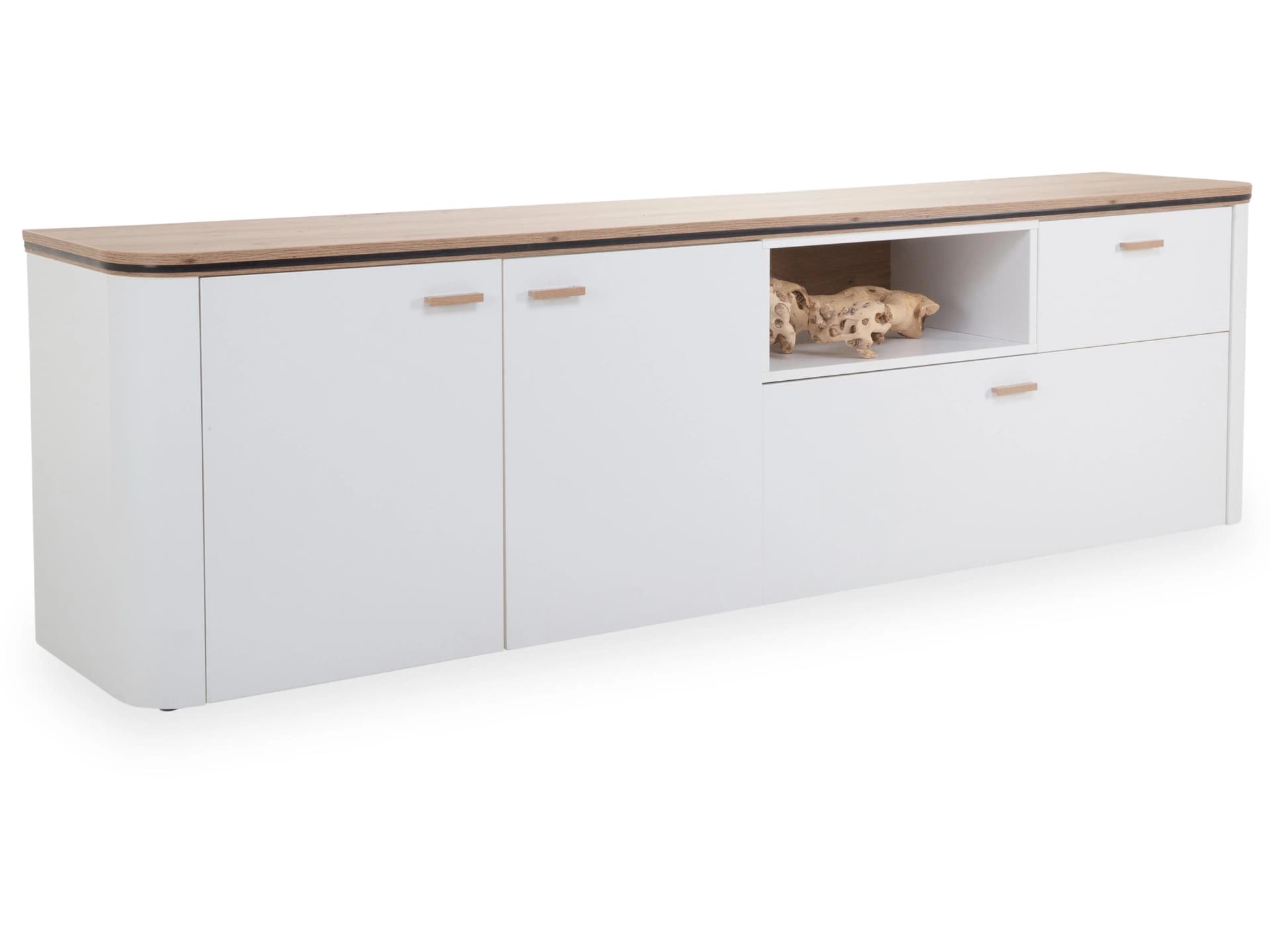 Sansibar Lowboard VISTRA Weiß Matt Dekor Eiche Artisan