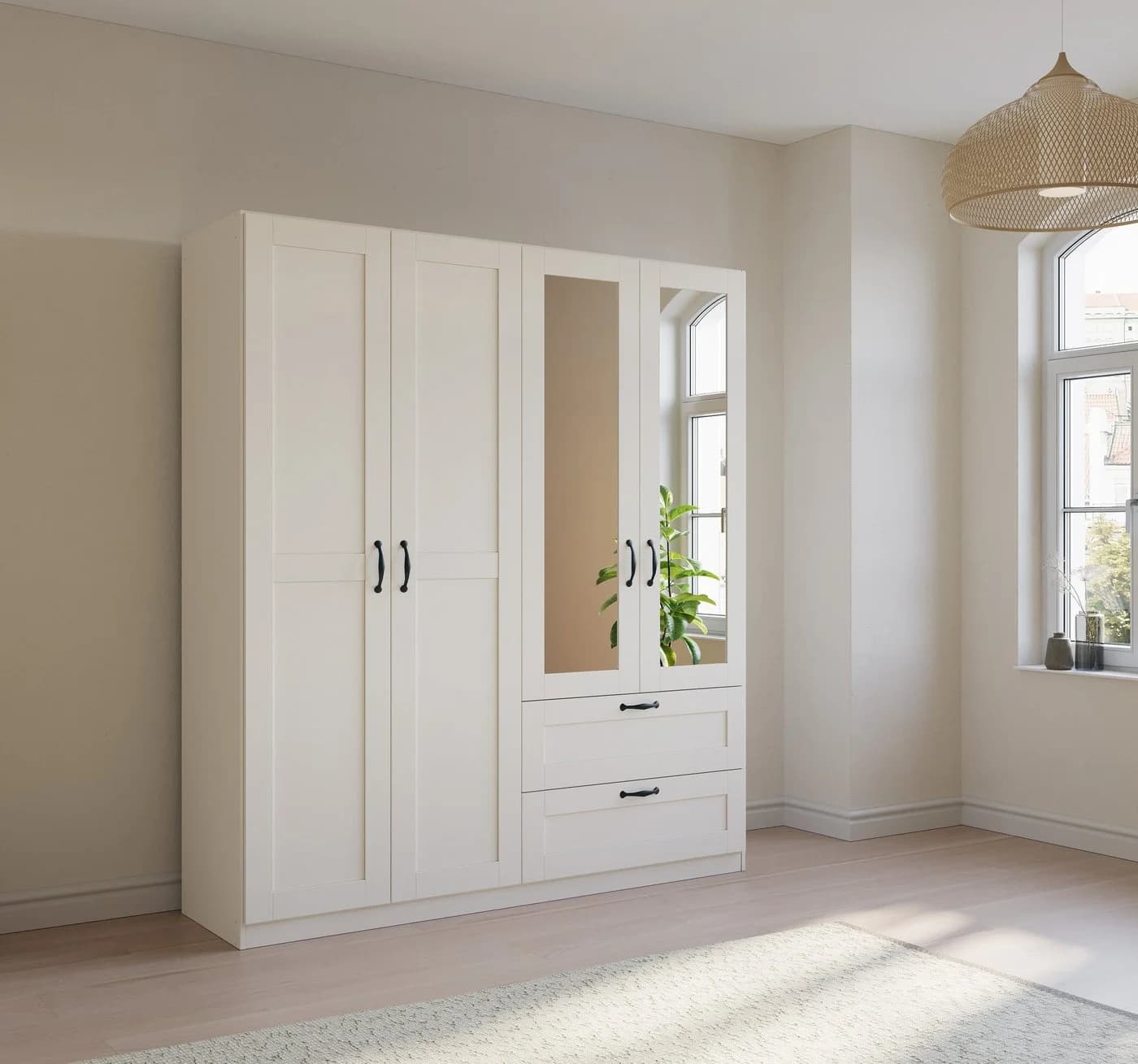 Rauch Kleiderschrank COTTAGE BY QUADRA SPIN Alpinweiß Drehtürenschrank