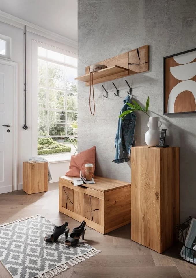 G+K Möbelvertriebs GmbH Truhenbank Wildeiche Massiv Braun - Bild 3