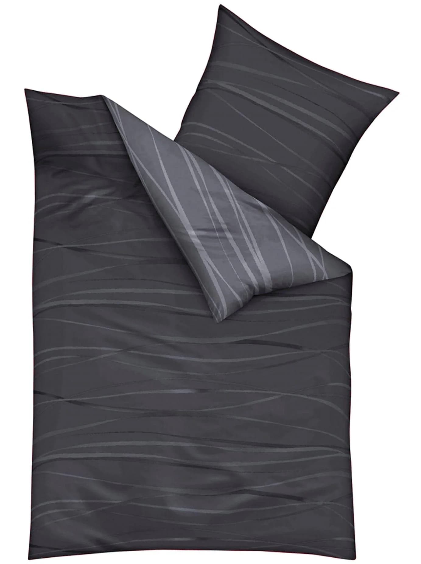 Kaeppel Bettwäsche Set Grau Anthrazit Mako-Satin 200x200cm