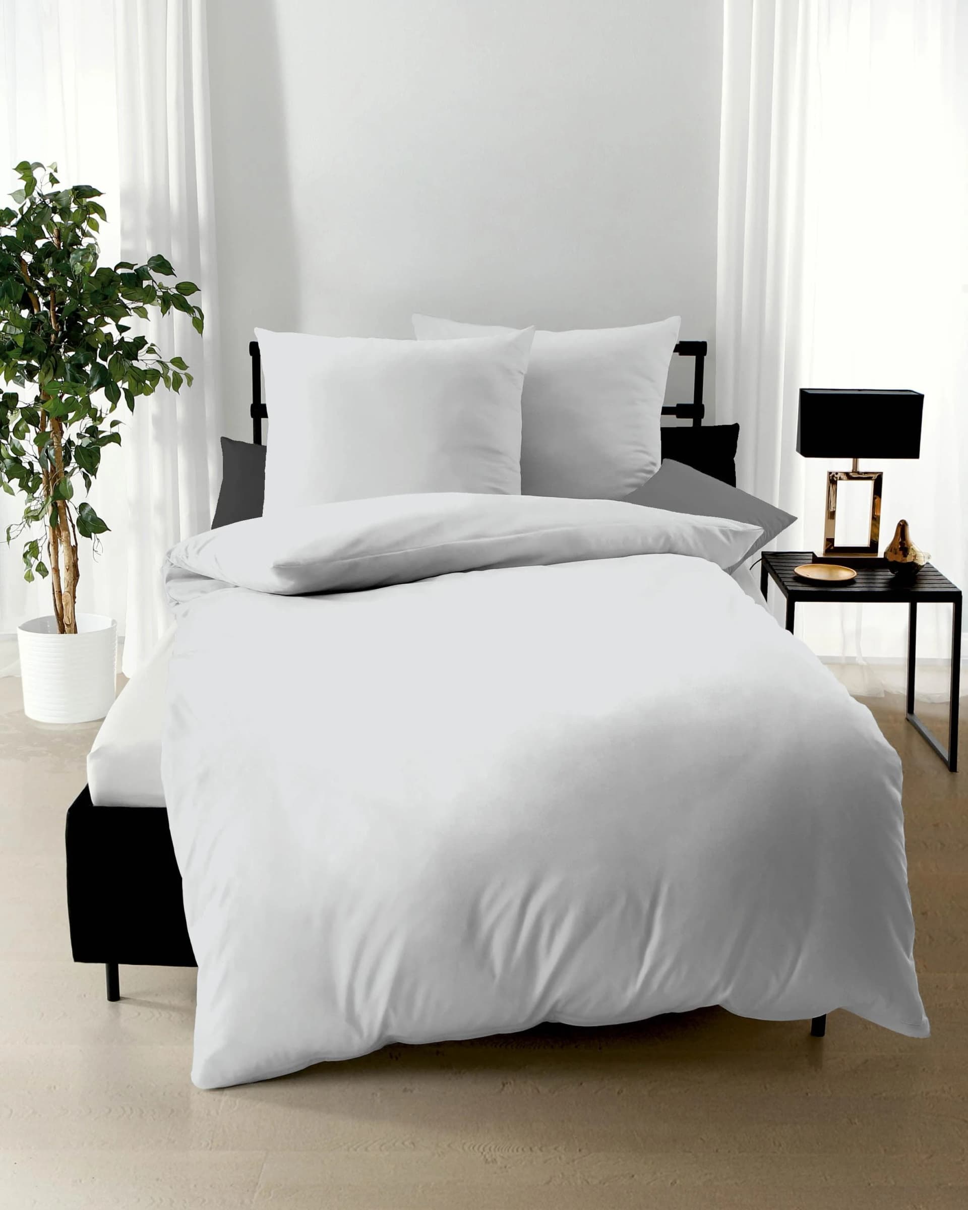 KAEPPEL Bettwäsche Uni Grau Mako-Satin 100% Baumwolle