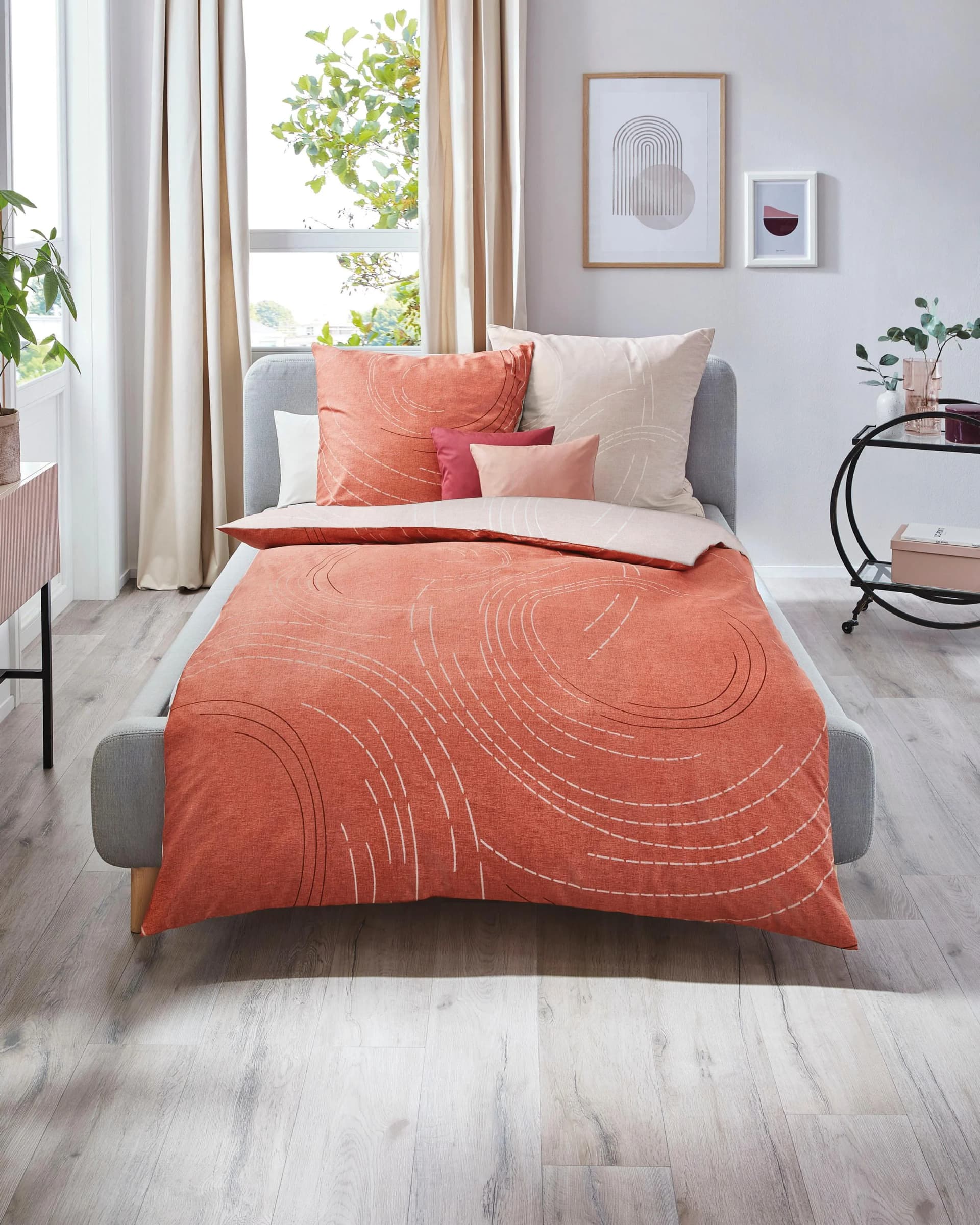 Kaeppel Wendebettwäsche JARO 100% Baumwolle Orange Terra