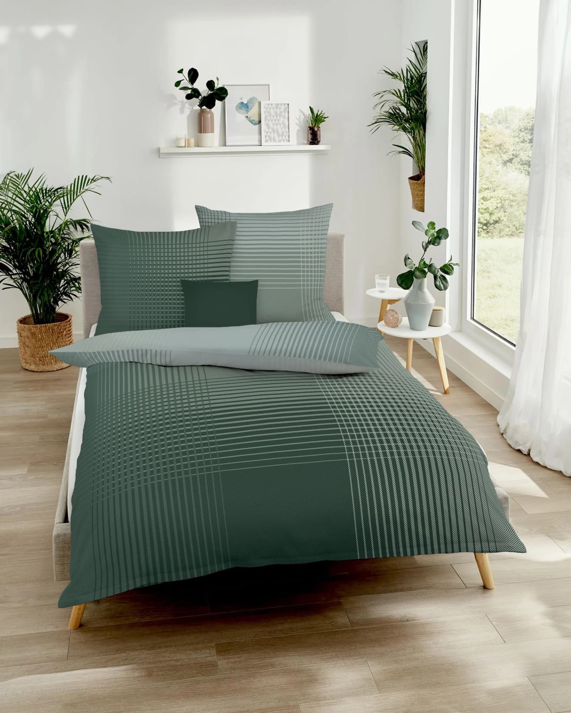 KAEPPEL Bettwäsche MASTER 100% Baumwolle Karomuster Jade
