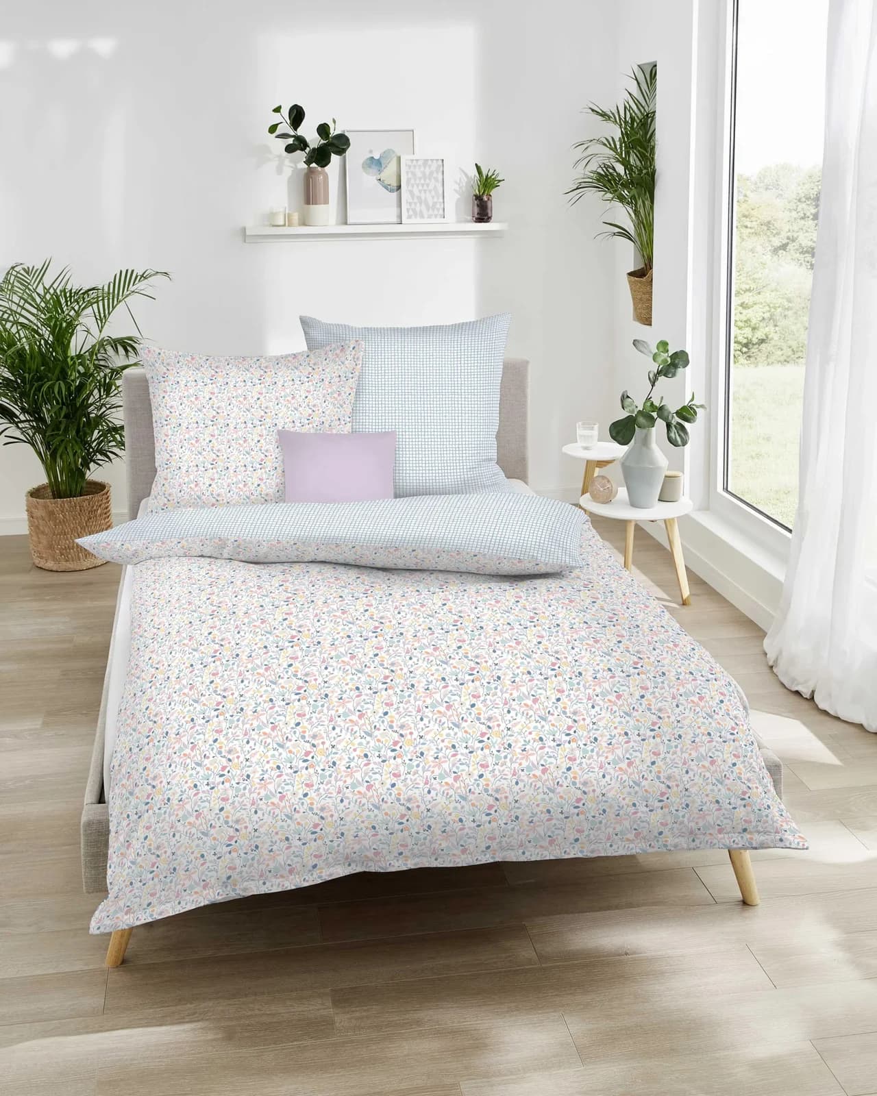 Kaeppel Bettwäsche Calico Aqua Mako-Satin 100% Baumwolle