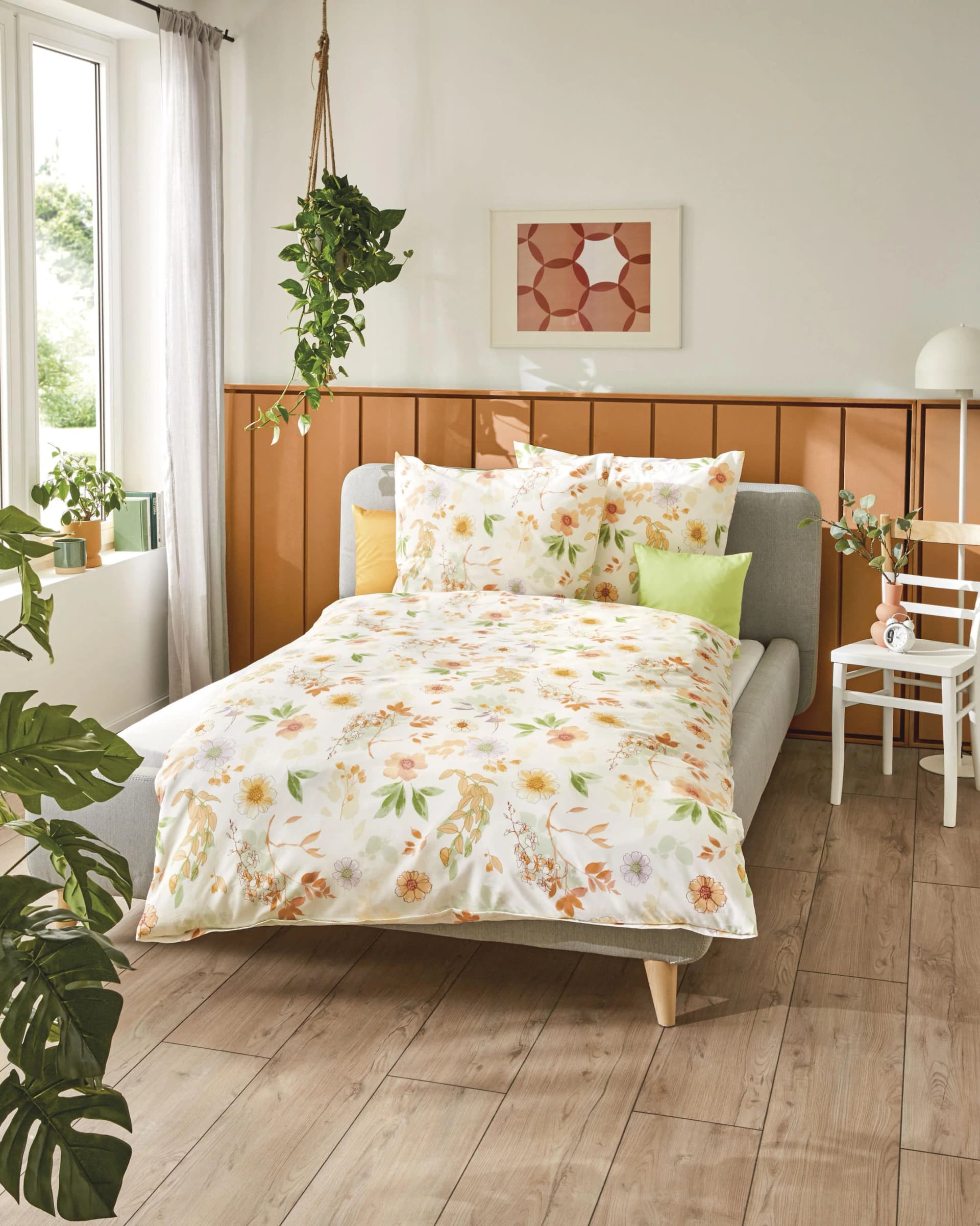 Kaeppel Bettwäsche Bianca Orange Blumenmuster Perkal